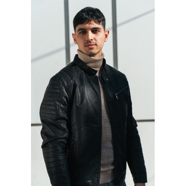 5EVEN STAR Men's Leather Jacket with Inner Lining 5EVEN STAR Men's Leather Jacket with Inner Lining