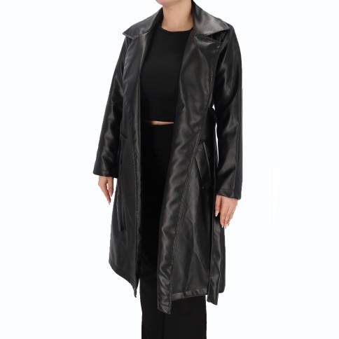 Pakta Women's Leather Look Trench Coat