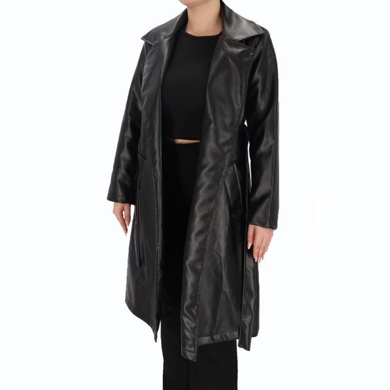 Pakta Women's Leather Look Trench Coat Pakta Women's Leather Look Trench Coat