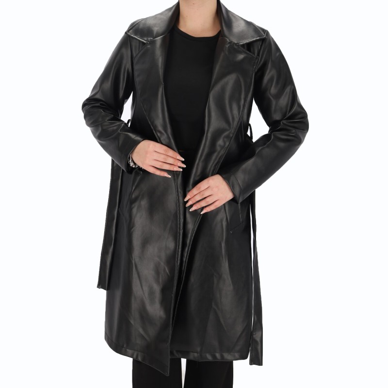 Pakta Women's Leather Look Trench Coat Pakta Women's Leather Look Trench Coat