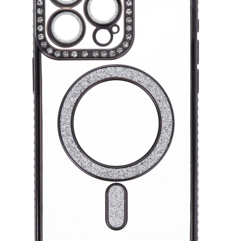 B.D.L Back Cover Θήκη Σιλικόνης Με Τζαμάκι Κάμερας, Magsafe, Στρασάκια Και Γκλίτερ (Iphone 15 Pro Max)