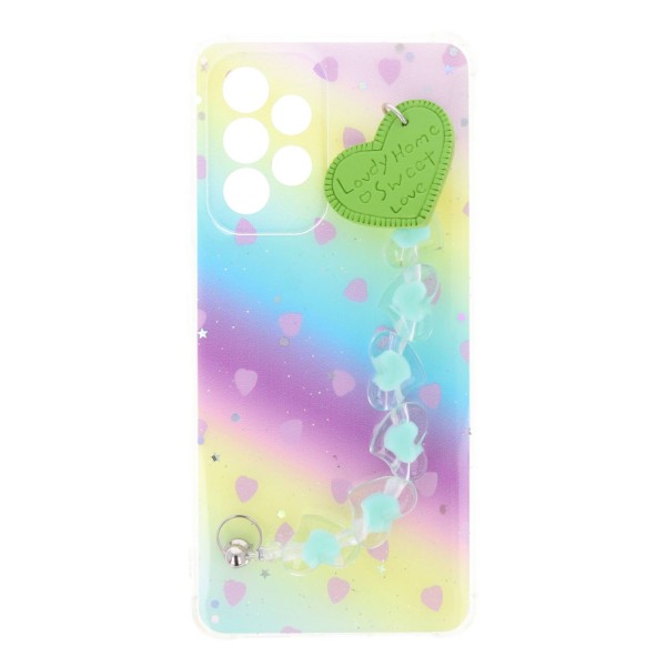 Fashion Case Back Cover Θήκη Με Σχέδιο Καρδούλες Και Ενσωματωμένο Λουράκι Χάντρες(Samsung Galaxy A53 5G)