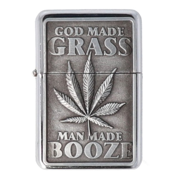 Αναπτήρας Star Μεταλλικός - God Make Grass Man Made Booze