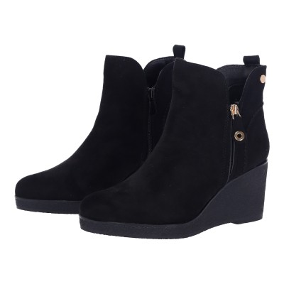 PLATO OM-2218 WOMEN'S SUEDE PLATFORM ZIP UP BOOTS
