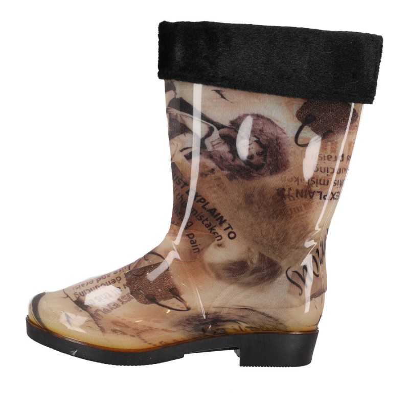 Γαλότσα Γυναικεία με Εσωτερική Επένδυση σε Καφέ Χρώμα