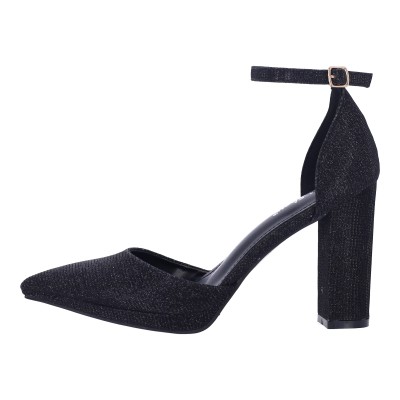 Sweet Shoes Γυναικείες Γόβες με Χοντρό Τακούνι και Γκλίτερ