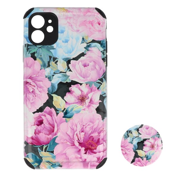 Back Cover Θήκη Με Σχέδιο Λουλούδια Και Popsocket (Iphone 11)