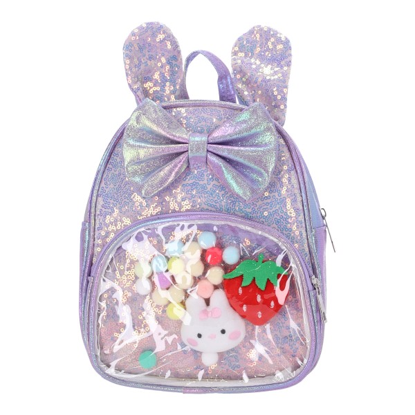 ΟΕΜ Παιδικό Τσαντάκι Πλάτης Ιριδίζον με Παγιέτα και Αυτάκια