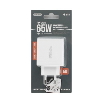 Remax RP-U125 Αντάπτορας 1x USB QC & 1x Type- C 65W Άσπρος Remax RP-U125 Αντάπτορας 1x USB QC & 1x Type- C 65W Άσπρος