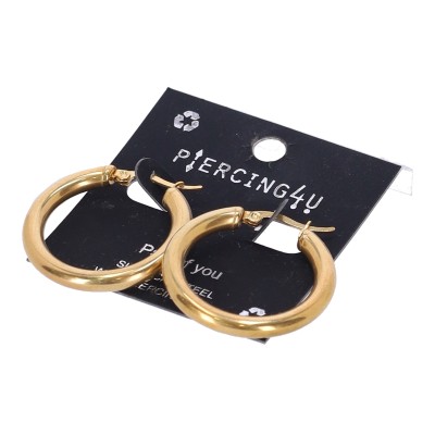 PIERCING4U Σκουλαρίκι Αυτιού Κρίκος από Χειρ. Ατσάλι Χρυσό (4mm πάχος)