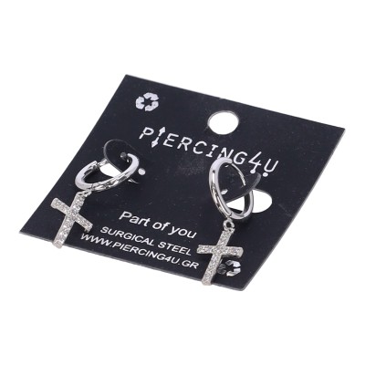 PIERCING4U EH-0883 ΣΚΟΥΛΑΡΙΚΙ ΑΥΤΙΟΥ ΑΠΟ ΧΕΙΡ. ΑΤΣΑΛΙ ΚΡΙΚΑΚΙ ΜΕ ΣΤΑΥΡΟΥΔΑΚΙΑ ΑΣΗΜΙ