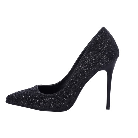 PAYLAN BLACK GLITTER HIGH THIN HEEL stiletto heels