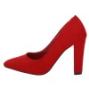 SWEET SHOES Καστόρ Γόβες με Χοντρό Τακούνι σε Κόκκινο Χρώμα