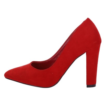 SWEET SHOES Καστόρ Γόβες με Χοντρό Τακούνι σε Κόκκινο Χρώμα