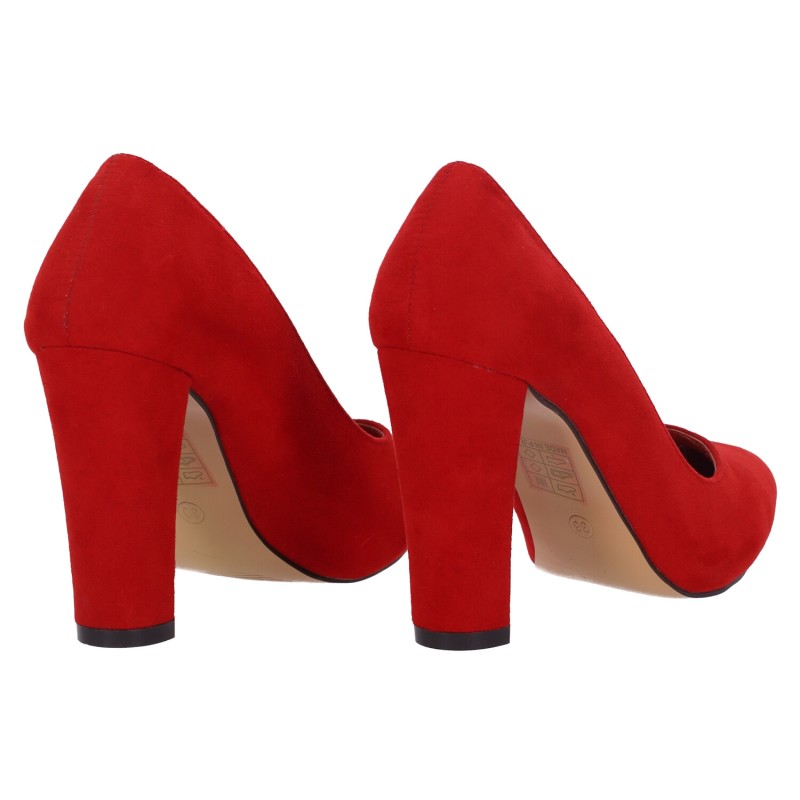 SWEET SHOES Καστόρ Γόβες με Χοντρό Τακούνι σε Κόκκινο Χρώμα
