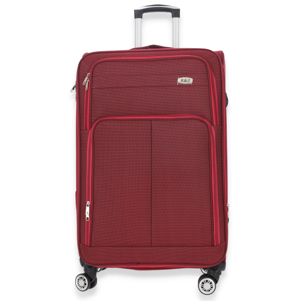 R&J Υφασμάτινη Μεγάλη Βαλίτσα σε Μπορντό Χρώμα 77 εκ.