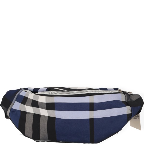 Ανδρικό Τσαντάκι Μέσης σε Μπλε Χρώμα με Καρό Σχέδιο