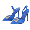 PLATO Γόβες mules σατέν μυτερές με τετράγωνη αγκράφα PLATO Γόβες mules σατέν μυτερές με τετράγωνη αγκράφα