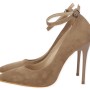 Paylan Suede Heels With Strap & Thin High Heel