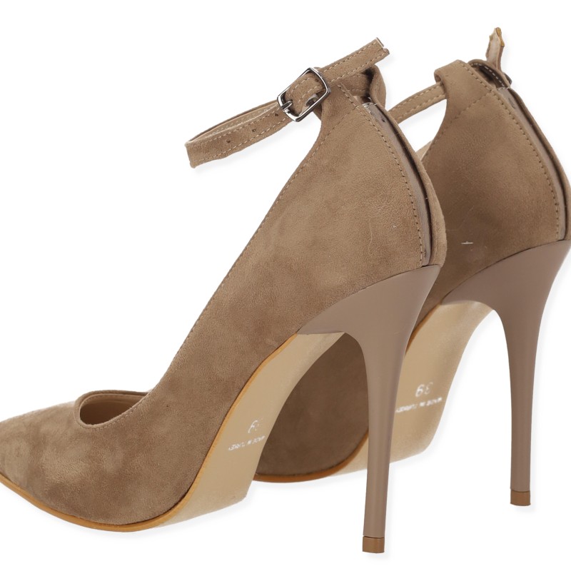Paylan Suede Heels With Strap & Thin High Heel Paylan Suede Heels With Strap & Thin High Heel