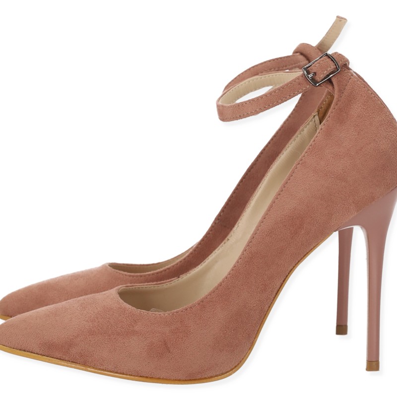 Paylan Suede Heels With Strap & Thin High Heel Paylan Suede Heels With Strap & Thin High Heel