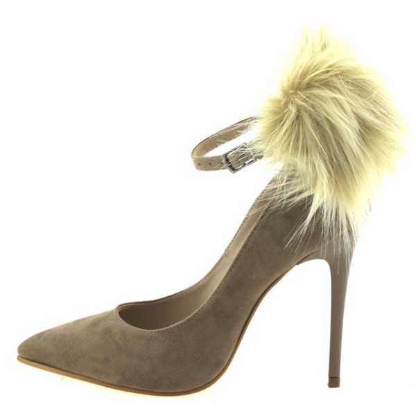 Paylan Suede Heels With Strap & Thin High Heel