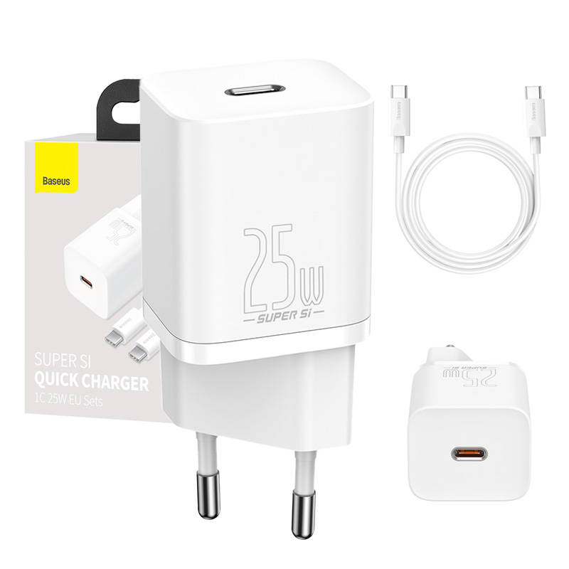 Baseus Σετ Φόρτισης 25W Με Θύρα USB-C & Καλώδιο USB-C σε USB-C Baseus Σετ Φόρτισης 25W Με Θύρα USB-C & Καλώδιο USB-C σε USB-C