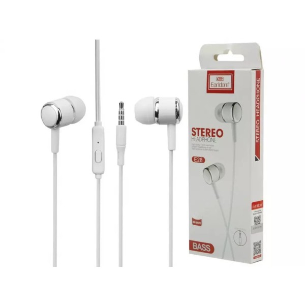 Earldom ET-E28 In- Ear Handsfree Με Βύσμα 3.5mm Άσπρο Αξεσουάρ Κινητών/Tablet
