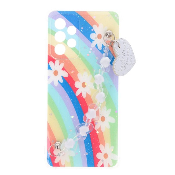 Fashion Case Back Cover Θήκη Με Σχέδιο Λουλούδια Και Ενσωματωμένο Λουράκι Χάντρες (Samsung Galaxy A52 & Samsung Galaxy A52s)