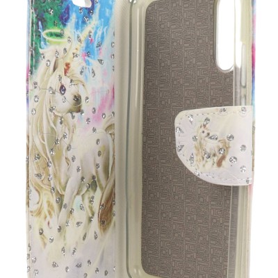 Sinytech Θήκη Book Wallet Πορτοφόλι Με Στρασάκια Και Σχέδιο Μονόκερως (Huawei P20)
