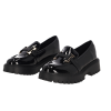 Γυναικεία Loafers Λουστρίνι με Χρυσή Λεπτομέρια σε Μαύρο Χρώμα Γυναικεία Loafers Λουστρίνι με Χρυσή Λεπτομέρια σε Μαύρο Χρώμα