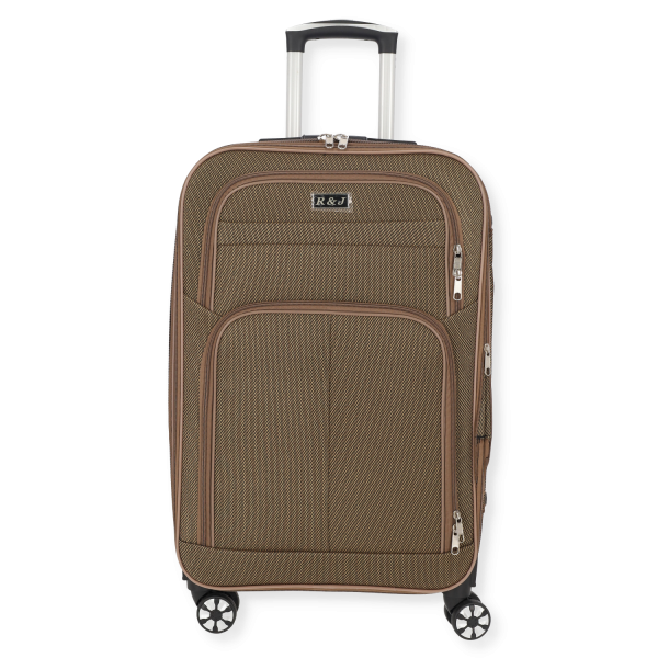 R&J Υφασμάτινη Μεσαία Βαλίτσα σε Καφέ Χρώμα με Ύψος 65 εκ.