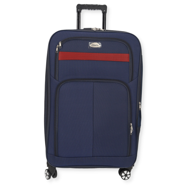CZ&YS Υφασμάτινη Μεγάλη Βαλίτσα σε Μπλε-Κόκκινο Χρώμα με Ύψος 75 εκ.