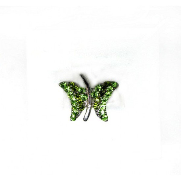 Γυναικείο δαχτυλίδι πεταλούδα με πράσινα στρασάκια