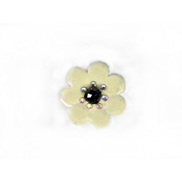 Γυναικείο δαχτυλίδι λουλούδι με μαύρη πέτρα