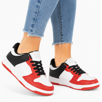 JOMIX Γυναικεία Sneaker από Δερματίνη σε Άσπρο-Κόκκινο Χρώμα