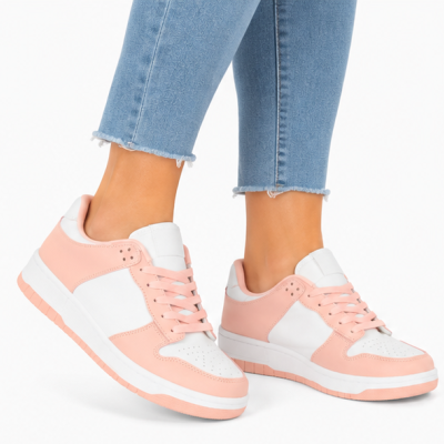 JOMIX Γυναικεία Sneaker από Δερματίνη σε Σομόν-Άσπρο Χρώμα