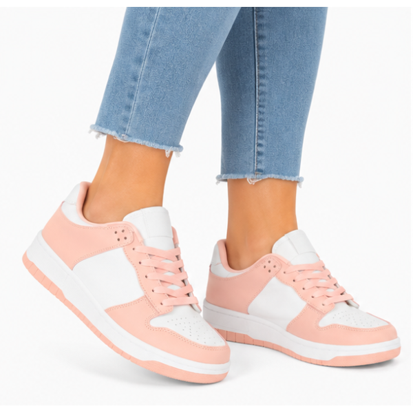 JOMIX Γυναικεία Sneaker από Δερματίνη σε Σομόν-Άσπρο Χρώμα