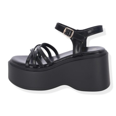 Alta Moda Γυναικεία Flatform Σανδάλια από Δερματίνη