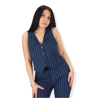 LC MODA Γυναικείο Γιλέκο με Ρίγες