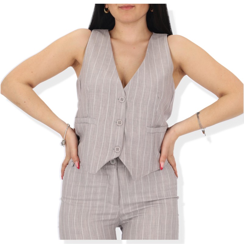 LC MODA Γυναικείο Γιλέκο με Ρίγες