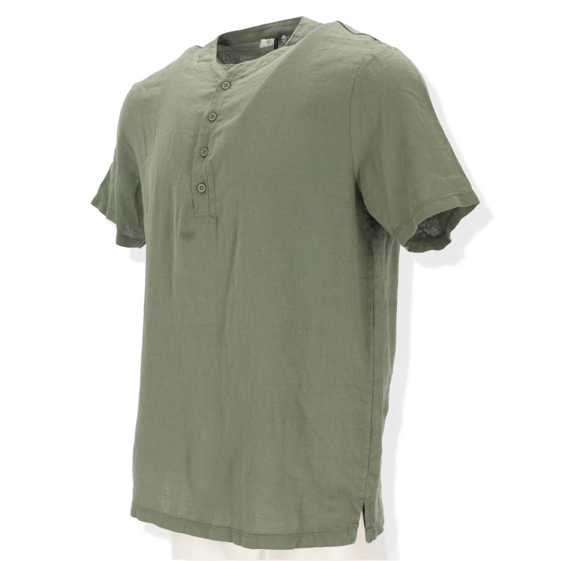 Relaxed fit Ανδρικο λινό πουκάμισο με λαιμό mao Relaxed fit Ανδρικο λινό πουκάμισο με λαιμό mao