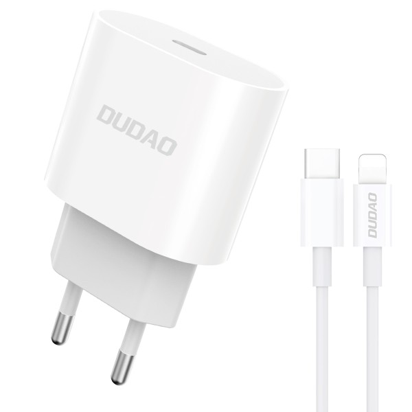 Dudao Φορτιστής με Θύρα USB-C και Καλώδιο Lightning 20W Power Delivery Άσπρο Αξεσουάρ Κινητών/Tablet