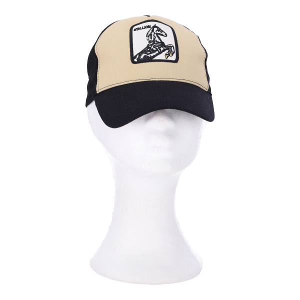 Καπέλο Jockey με Σχέδιο σε Μπεζ-Μαύρο Χρώμα