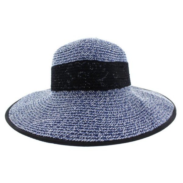 Καπέλο γυναικείο ψάθινο καβουράκι μπλε - άσπρο χρώμα