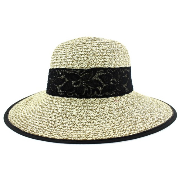 Καπέλο γυναικείο ψάθινο καβουράκι εκρού- καφέ  χρώμα