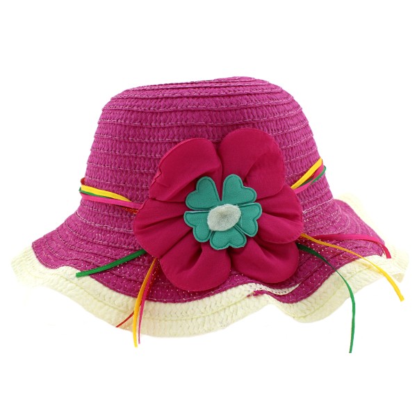 Καπέλο παιδικό ψάθινο καβουράκι ροζ - εκρού χρώμα