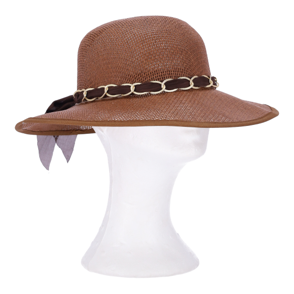 Καπέλο Γυναικείο Ψάθινο Καβουράκι Καφέ Χρώμα