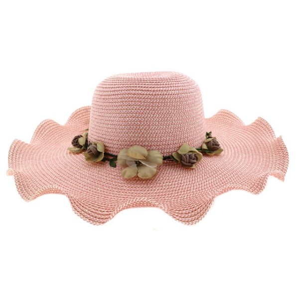 Καπέλο γυναικείο ψάθινο φραμπαλά καβουράκι ροζ χρώμα