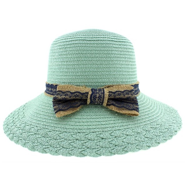 Καπέλο γυναικείο ψάθινο καβουράκι τιρκουάζ χρώμα